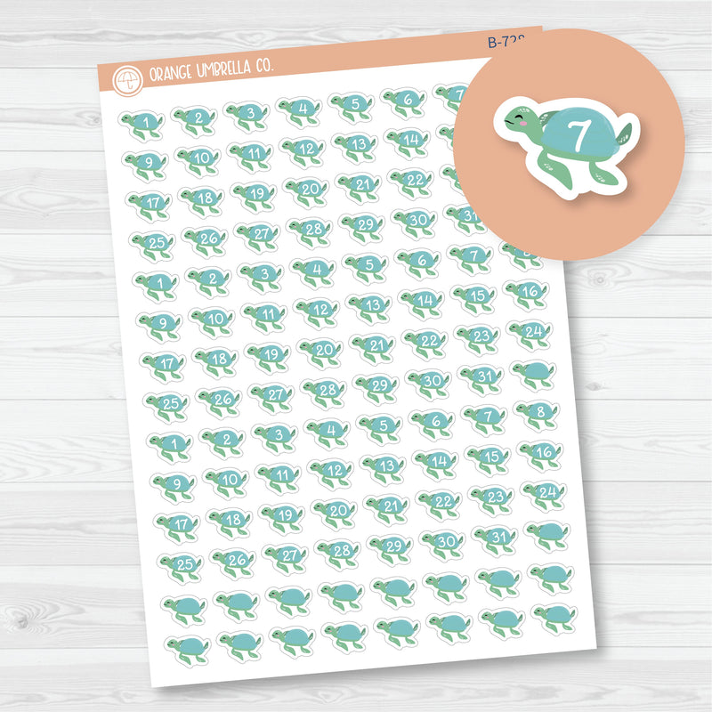Sea Turtle Date Dots - 3 Months Planner Stickers | B-728