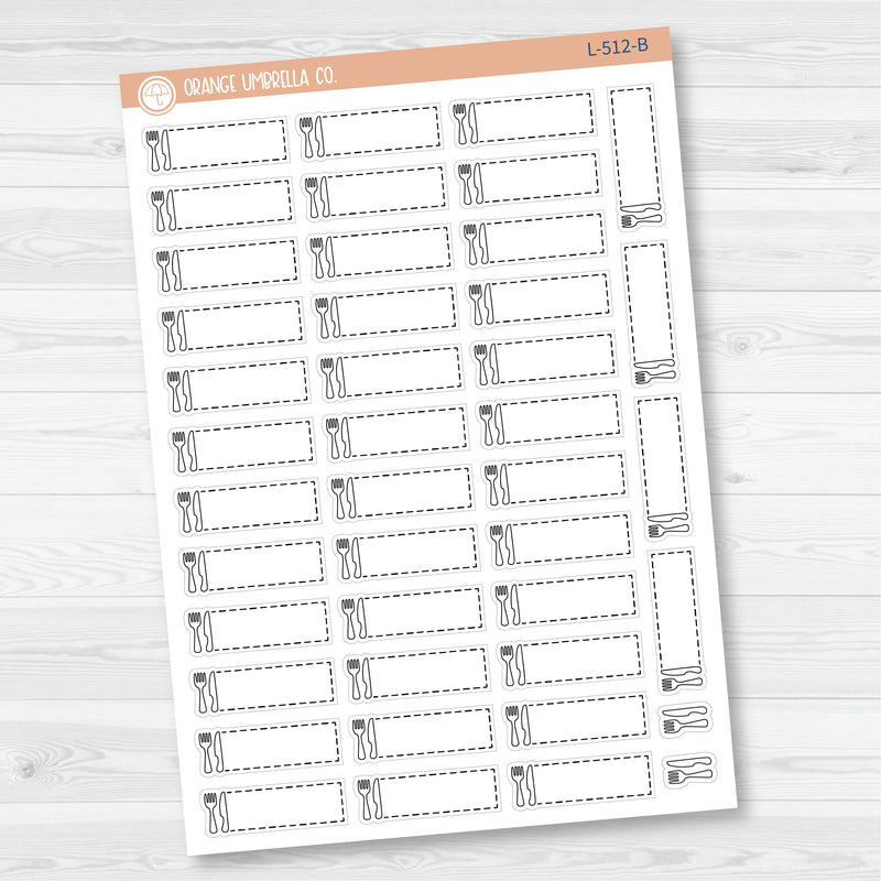 Dashed Meal Planning Stitched Labels Hobonichi Cousin Planner Stickers | L-512