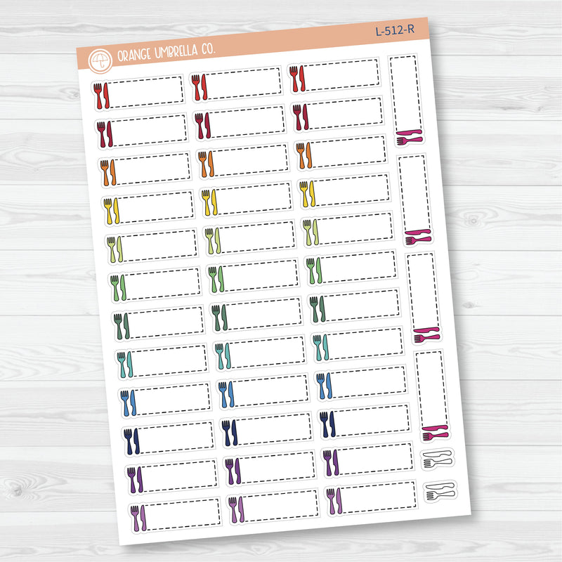 Dashed Meal Planning Stitched Labels Hobonichi Cousin Planner Stickers | L-512