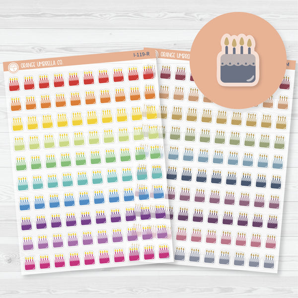 Birthday Cake Icon Planner Stickers | Clear Matte | I-119-CM