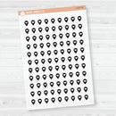 Location marker stickers sheet for planners, location pins, travel icons, functional icon stickers, clear matte.