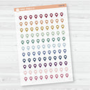 Location marker stickers sheet for planners, location pins, travel icons, functional icon stickers, clear matte.