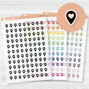 Location marker stickers sheet for planners, location pins, travel icons, functional icon stickers, clear matte.