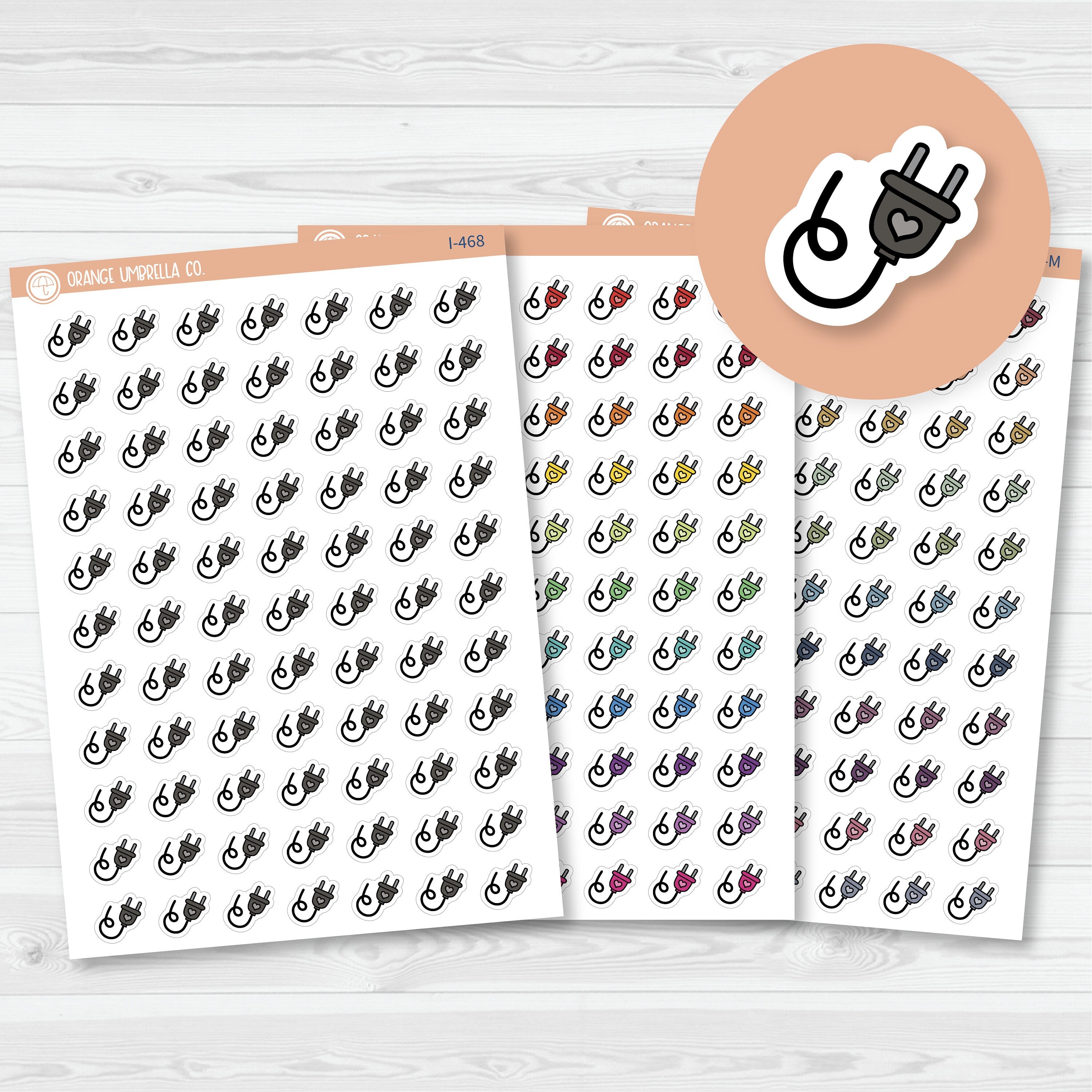 Plug Output Sticker Hand Doodled Plug/Unplug Icon Planner Stickers | I-468