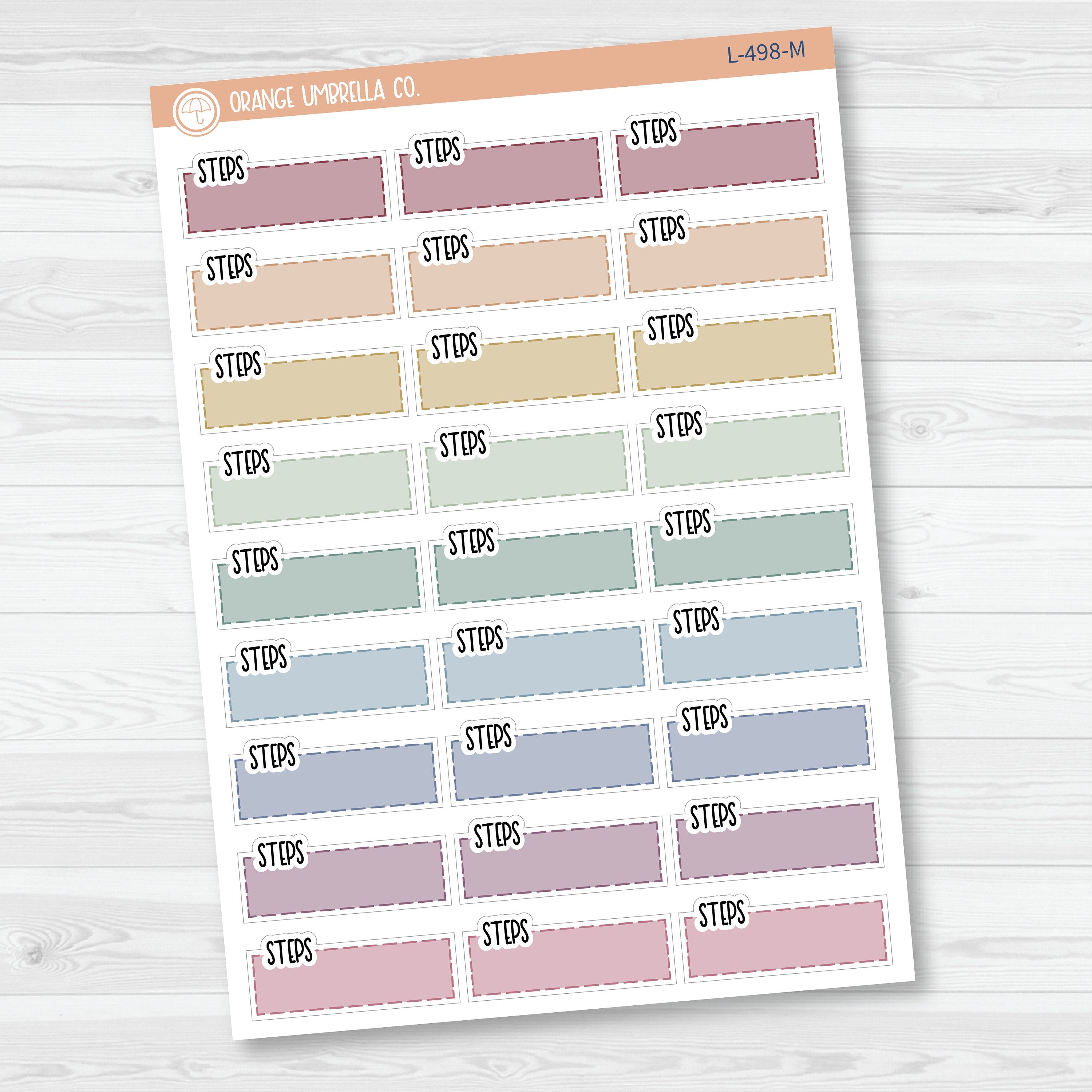 Steps Color Stitched Quarter Box Planner Stickers | L-498