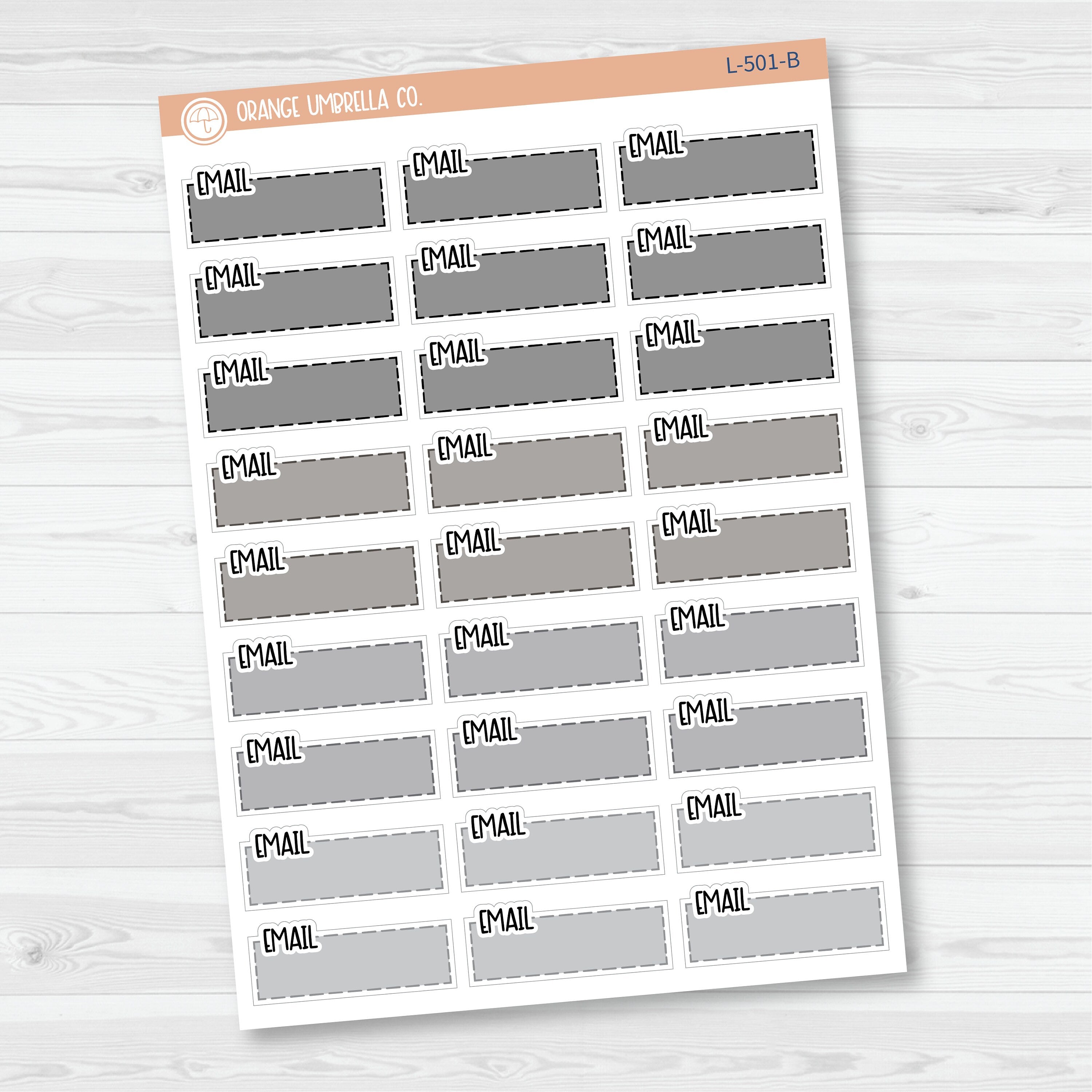 Email\To Email Color Stitched Quarter Box Planner Stickers | L-501