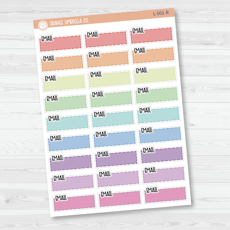 Email\To Email Color Stitched Quarter Box Planner Stickers | L-501