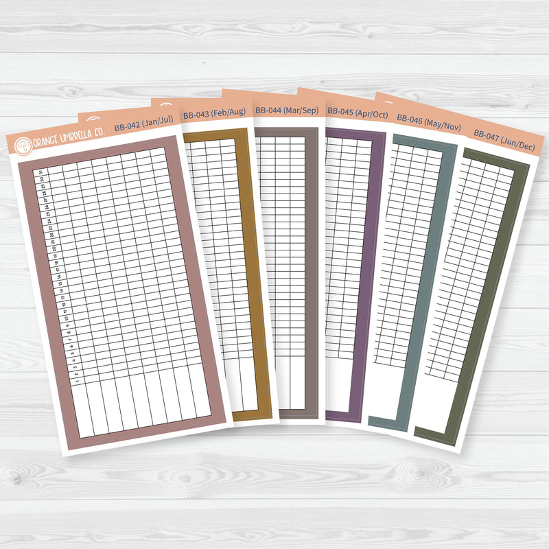 A5 Habit Tracker Dashboard Planner Stickers | Bold Blooms Palette | BB-042-047