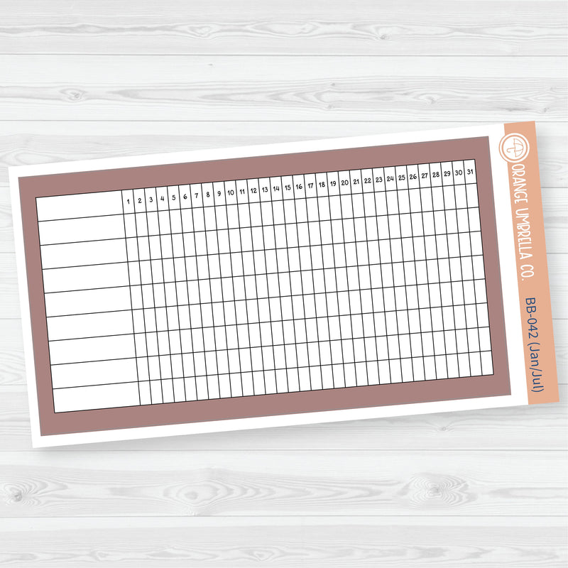 A5 Habit Tracker Dashboard Planner Stickers | Bold Blooms Palette | BB-042-047