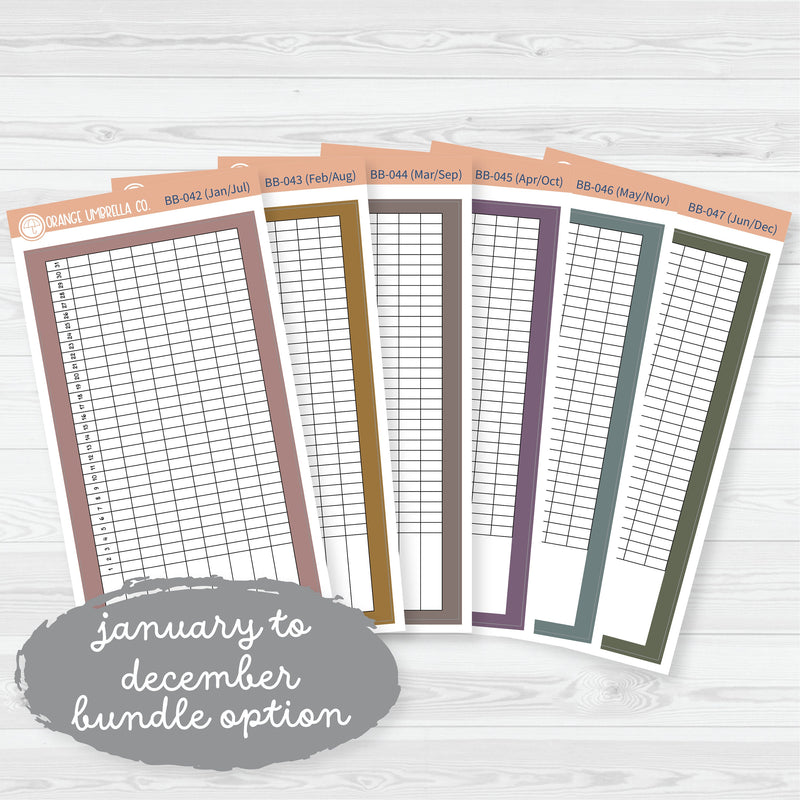 A5 Habit Tracker Dashboard Planner Stickers | Bold Blooms Palette | BB-042-047