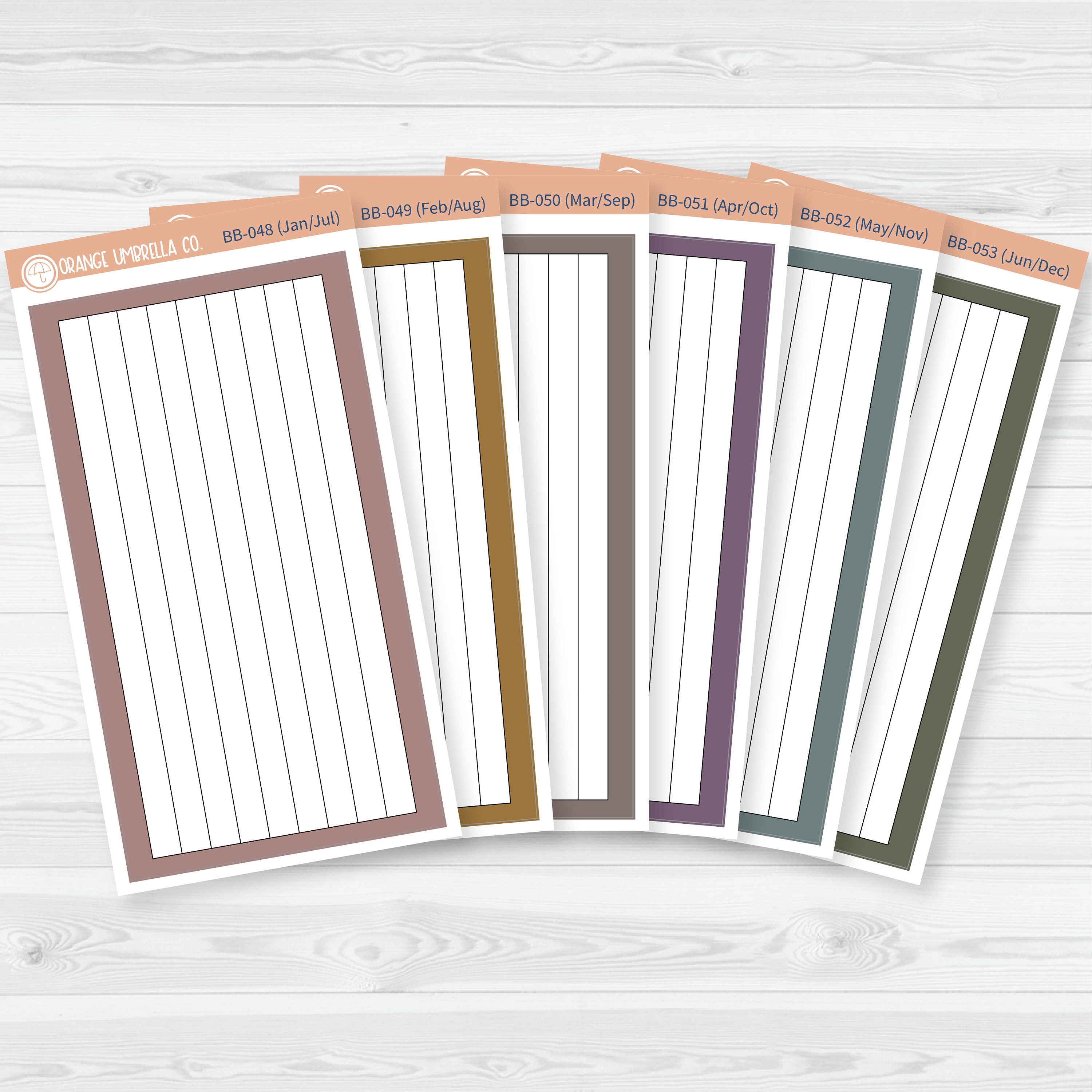 A5 Lined Box Dashboard Planner Stickers | Bold Blooms Palette | BB-048-053