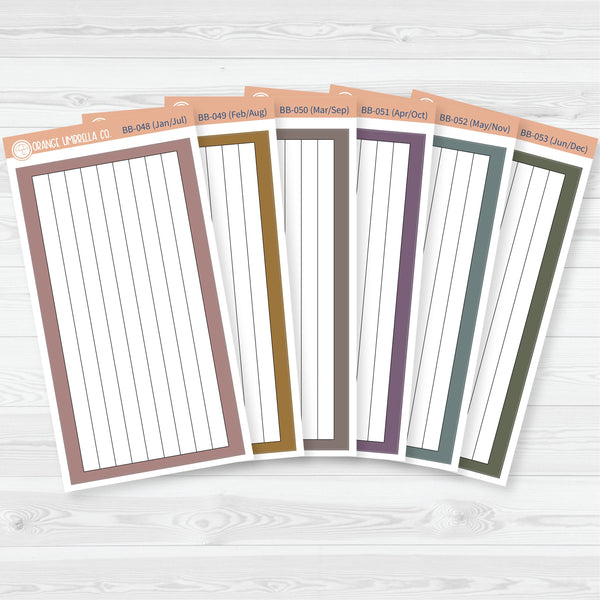 A5 Lined Box Dashboard Planner Stickers | Bold Blooms Palette | BB-048-053