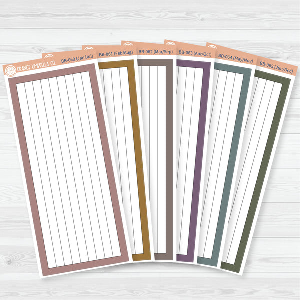 7x9 Lined Box Dashboard Planner Stickers | Bold Blooms Palette | BB-060-065