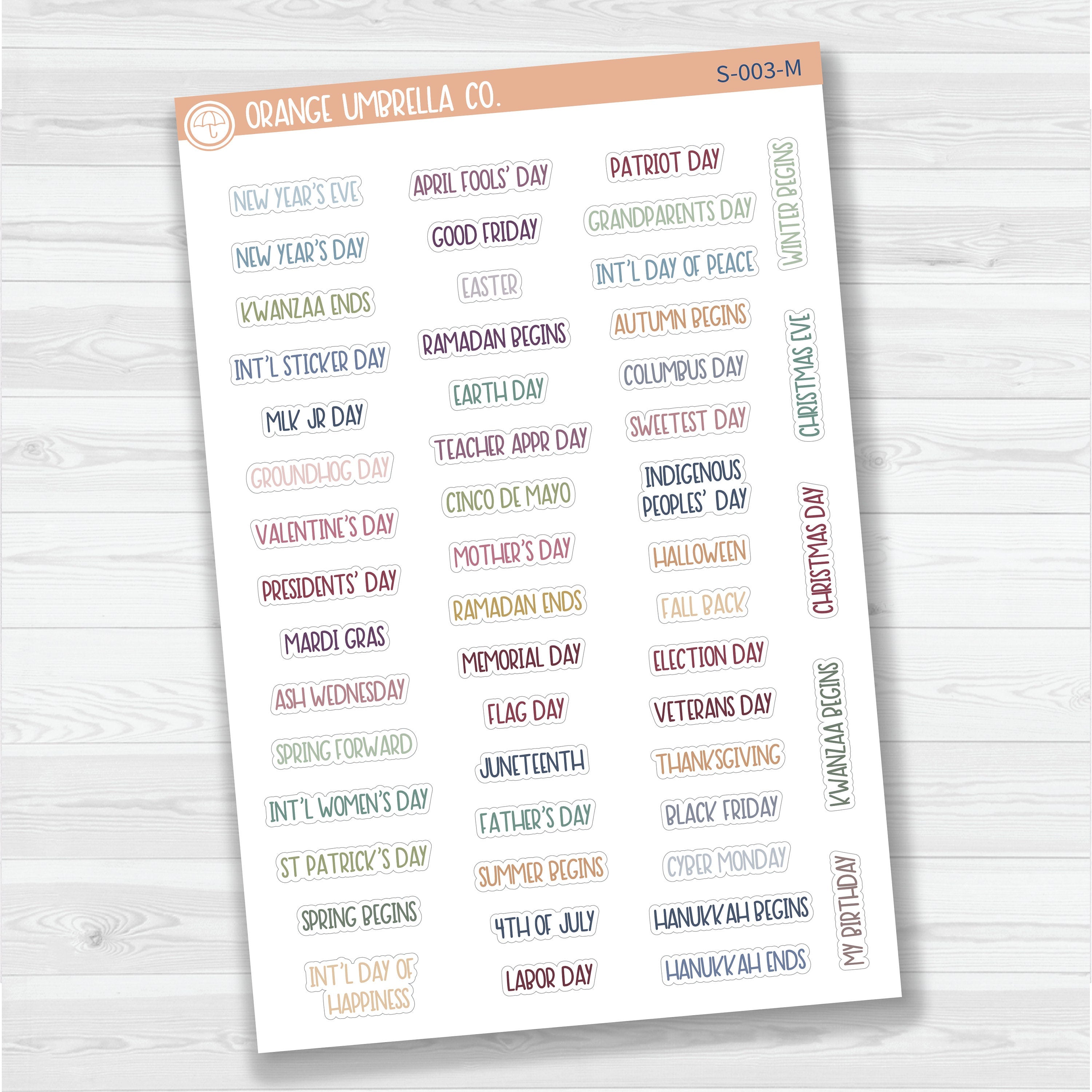 US Holiday Script Planner Stickers | F8 | S-003