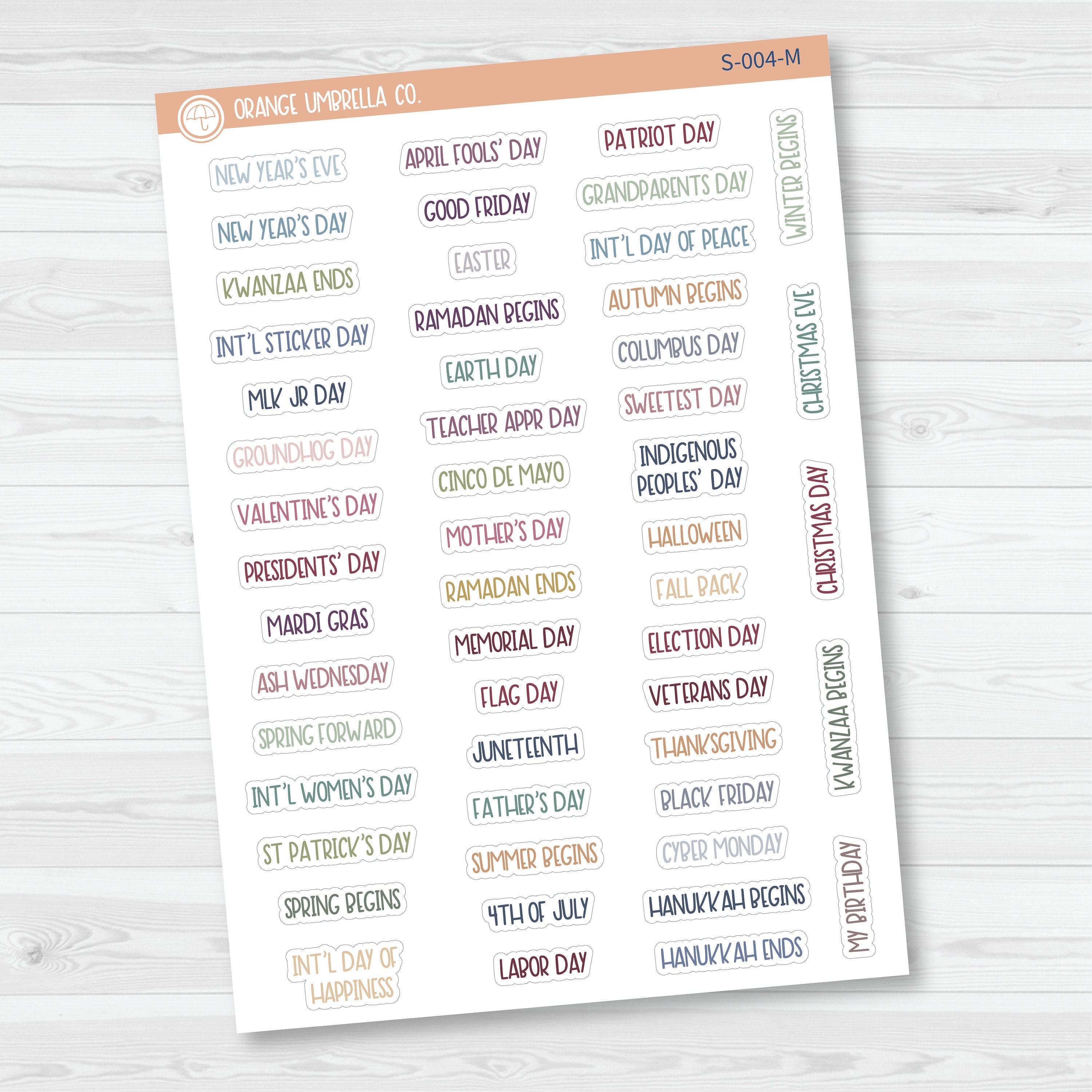 US Holiday - Mini Script Planner Stickers | F8 | S-004