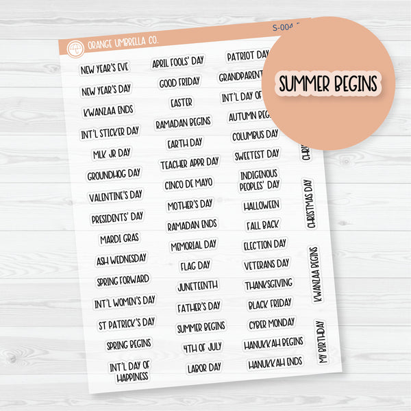 US Holiday - Mini Script Planner Stickers | F8 | Clear Matte | S-004-BCM