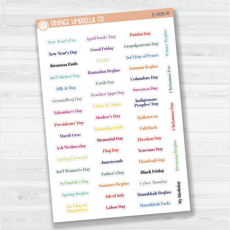 US Holiday Script Planner Stickers | F19 | S-009