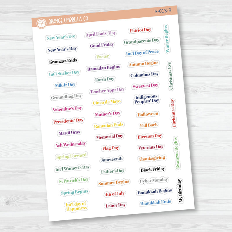 US Holiday - Mini Script Planner Stickers | F19 | S-013