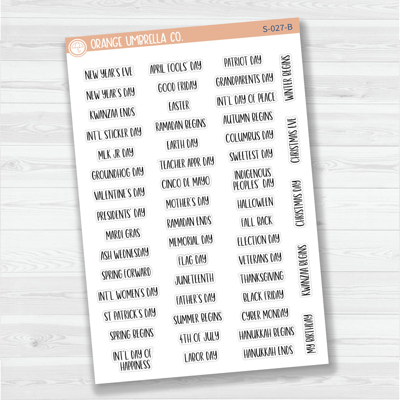 US Holiday Script Planner Stickers | F13 | S-027