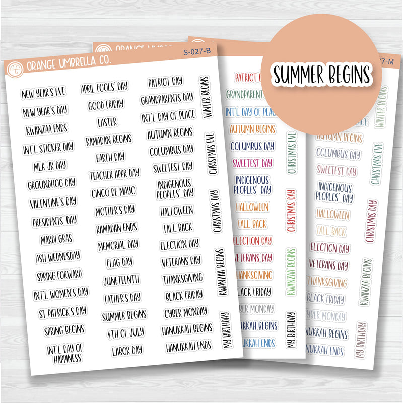 US Holiday Script Planner Stickers | F13 | S-027