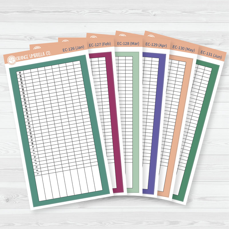 A5 Habit Tracker Dashboard Planner Stickers | EC Palette Jan to June | F19 | ECP-126-ECP-131