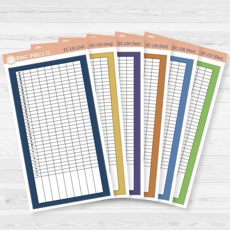 A5 Habit Tracker Dashboard Planner Stickers | EC Palette July to Dec | F19 | ECP-132-ECP-137