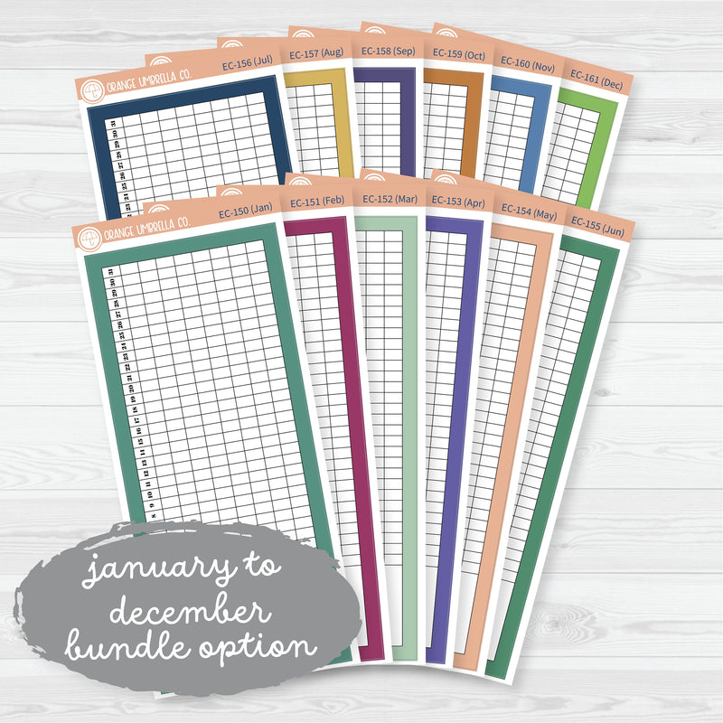 7x9 Habit Tracker Dashboard Planner Stickers | EC Palette Jan to June | ECP-150-ECP-155