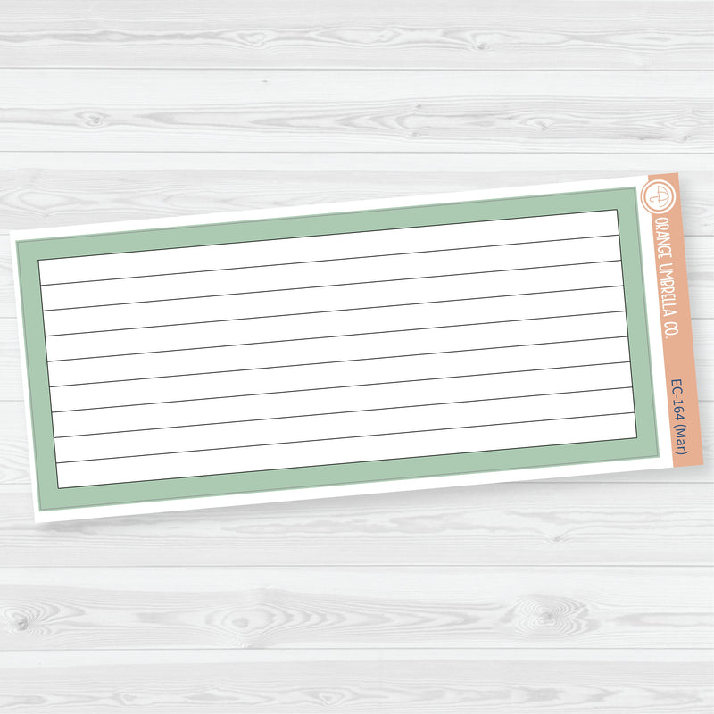 7x9 Lined Box Dashboard Planner Stickers | EC Palette Jan to June | ECP-162-ECP-167