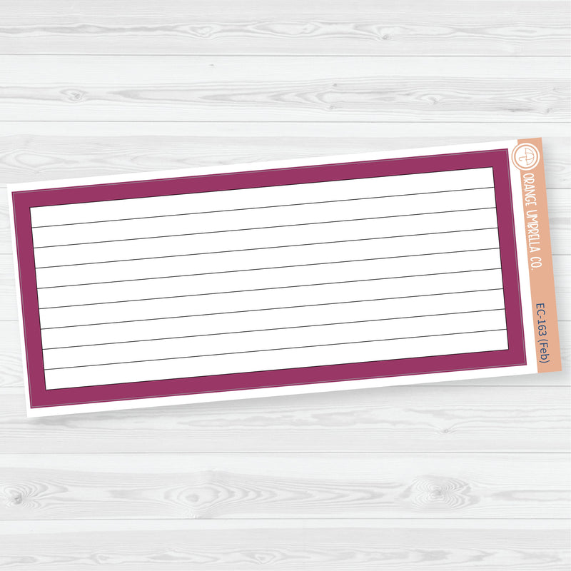 7x9 Lined Box Dashboard Planner Stickers | EC Palette Jan to June | ECP-162-ECP-167