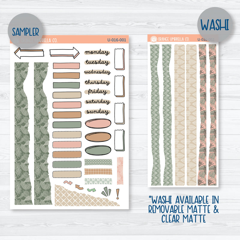 Pink & Green Tropics | Universal Planner Kit | Journal Style Planner Kit Stickers | U-016