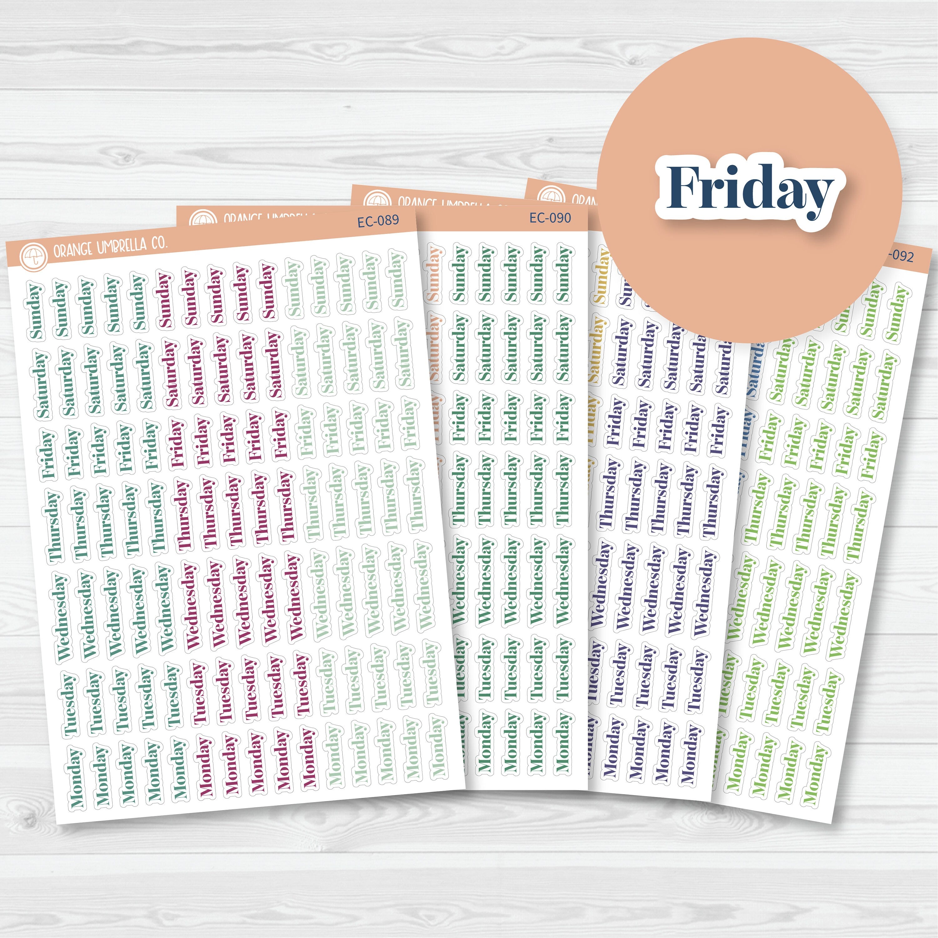 NP-Days of the Week Script Planner Stickers | F19 | Erin Condren Evolve Palette | EC-089-092