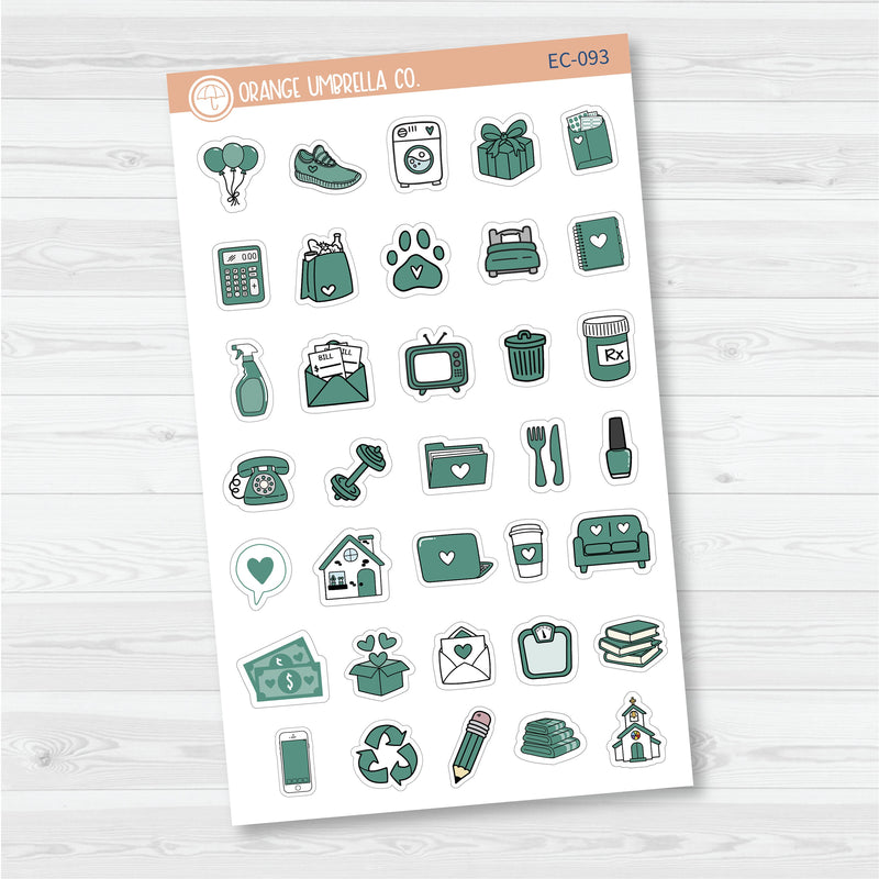 NP-Doodle Icon Planner Stickers | For Erin Condren Evolve Planners | EC-093-098