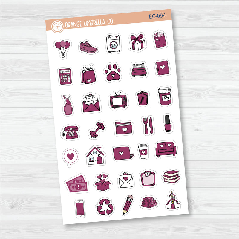 NP-Doodle Icon Planner Stickers | For Erin Condren Evolve Planners | EC-093-098