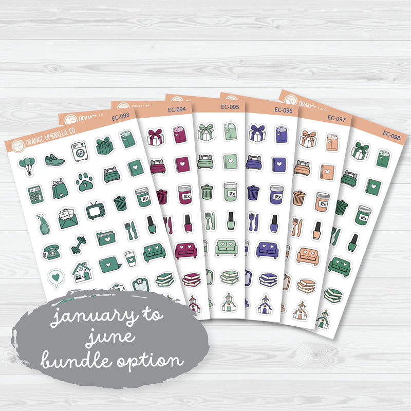 NP-Doodle Icon Planner Stickers | For Erin Condren Evolve Planners | EC-093-098