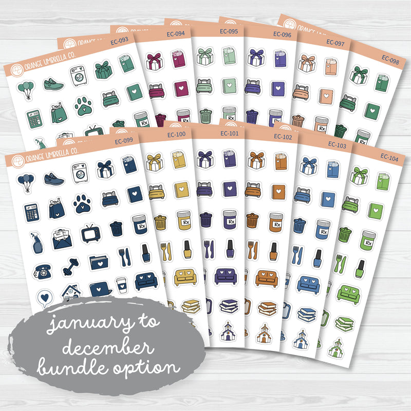 NP-Doodle Icon Planner Stickers | For Erin Condren Evolve Planners | EC-099-104