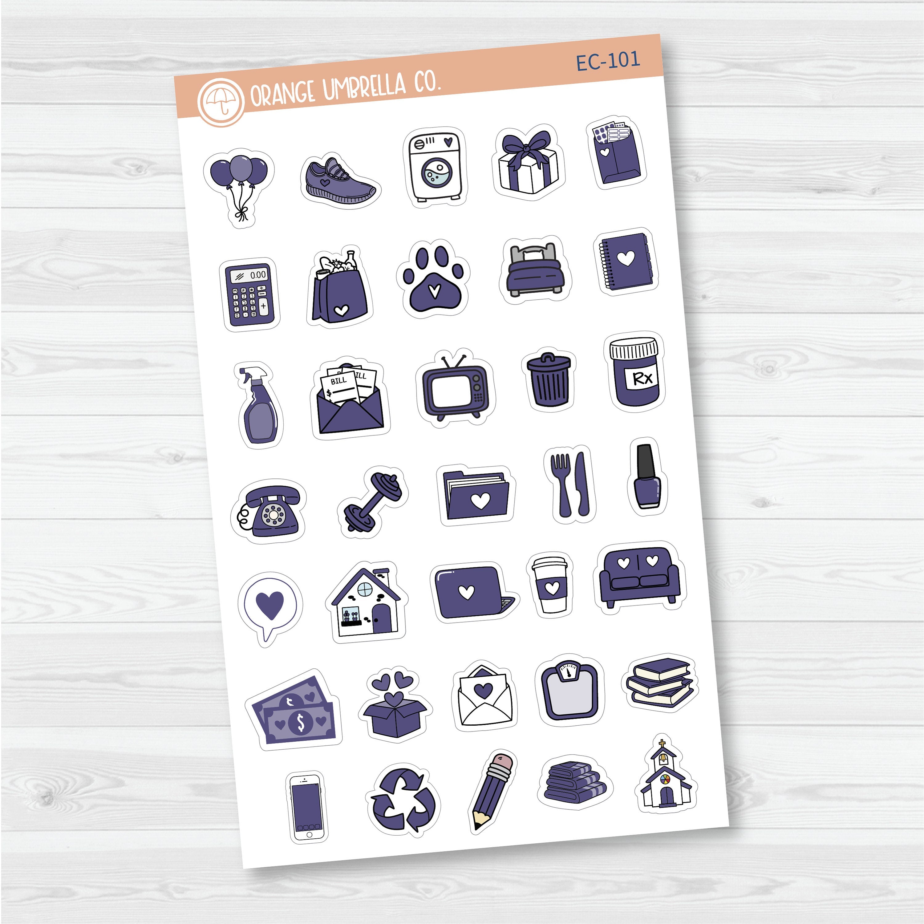 NP-Doodle Icon Planner Stickers | For Erin Condren Evolve Planners | EC-099-104