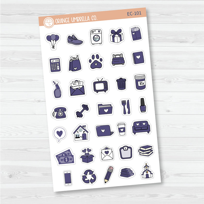 NP-Doodle Icon Planner Stickers | For Erin Condren Evolve Planners | EC-099-104