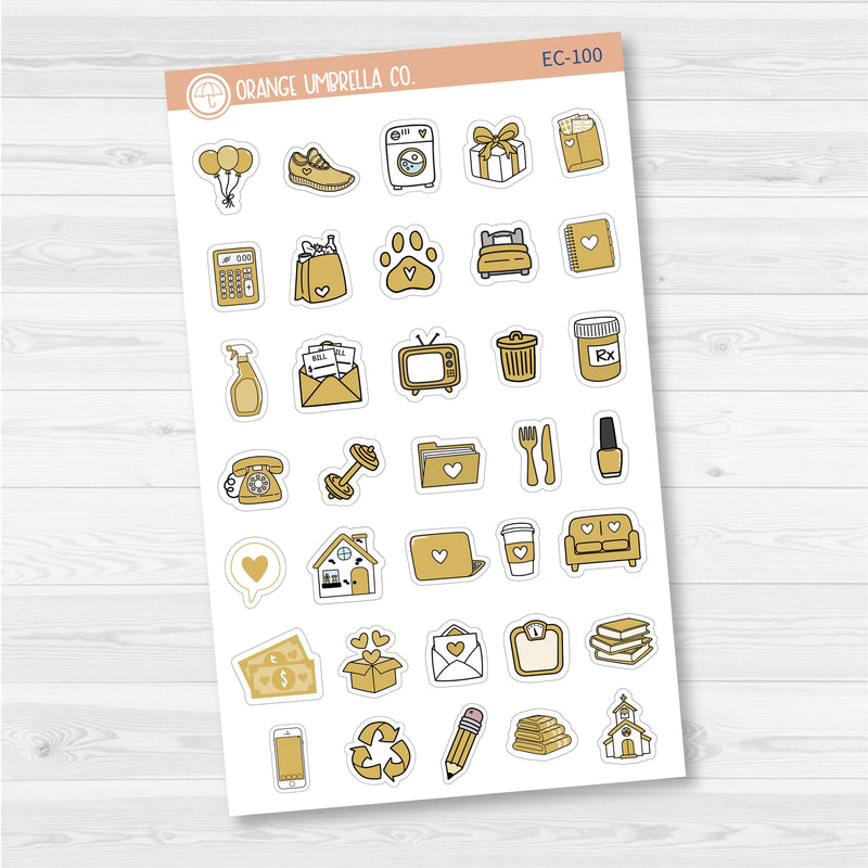 NP-Doodle Icon Planner Stickers | For Erin Condren Evolve Planners | EC-099-104