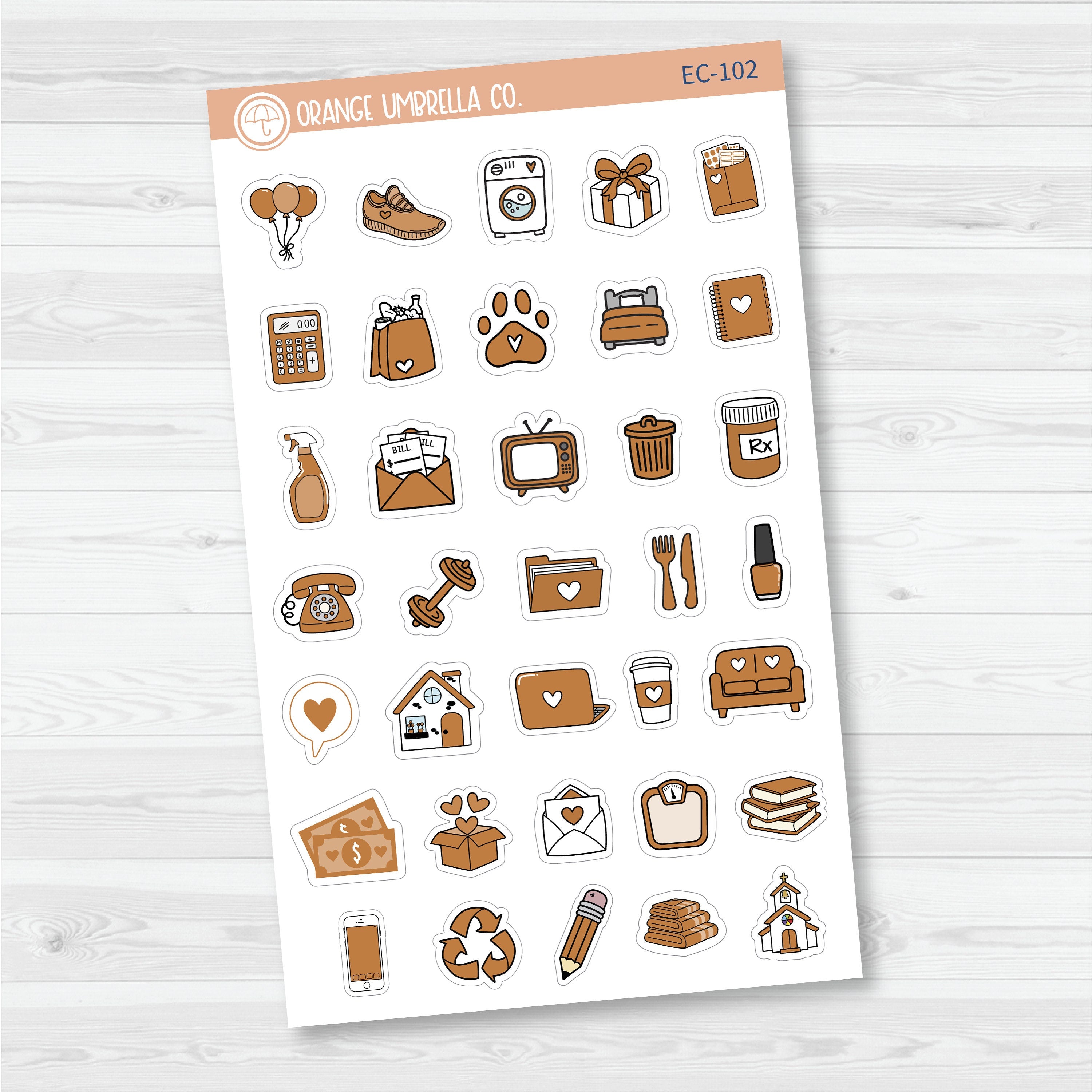 NP-Doodle Icon Planner Stickers | For Erin Condren Evolve Planners | EC-099-104