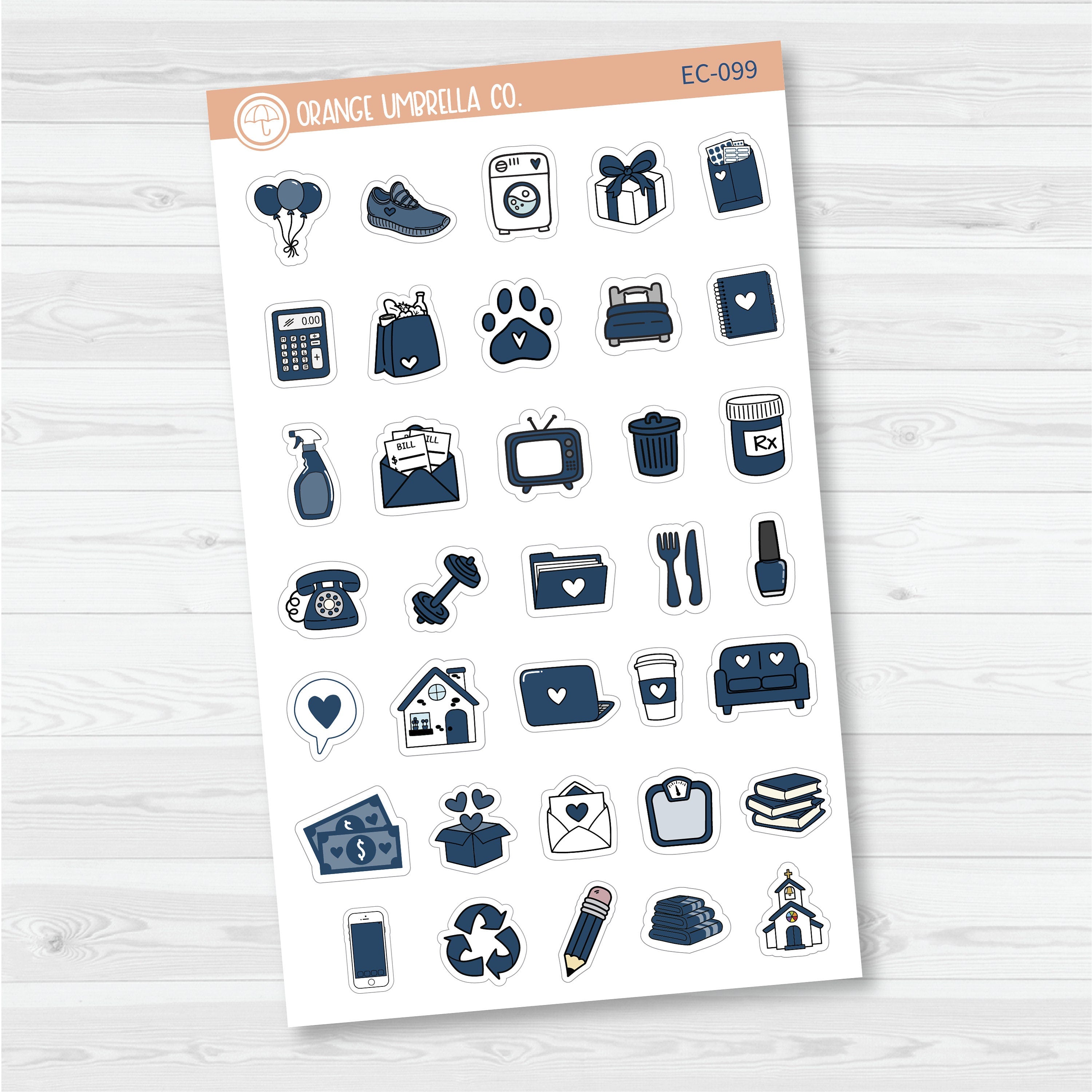 NP-Doodle Icon Planner Stickers | For Erin Condren Evolve Planners | EC-099-104