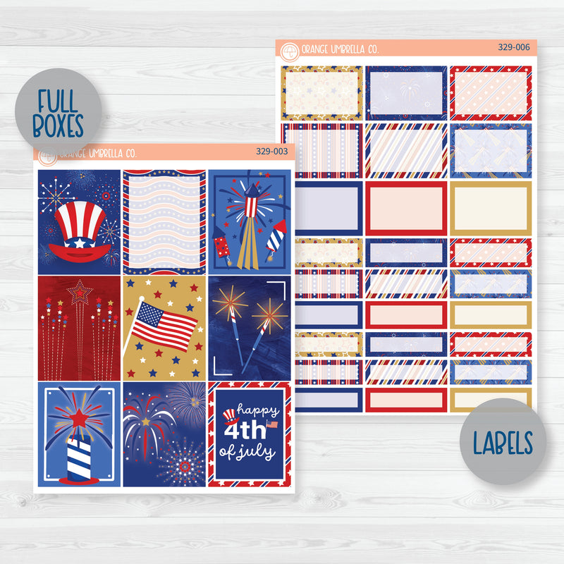 4th of July Sticker Kit | Weekly Planner Kit Stickers | Liberty | 329-001