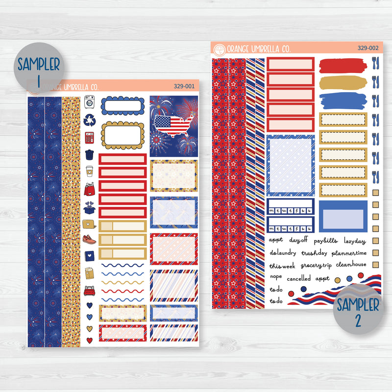 4th of July Sticker Kit | Weekly Planner Kit Stickers | Liberty | 329-001