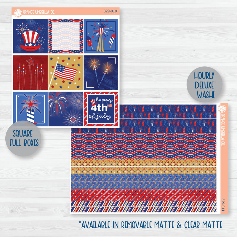 4th of July Sticker Kit | Weekly Planner Kit Stickers | Liberty | 329-001