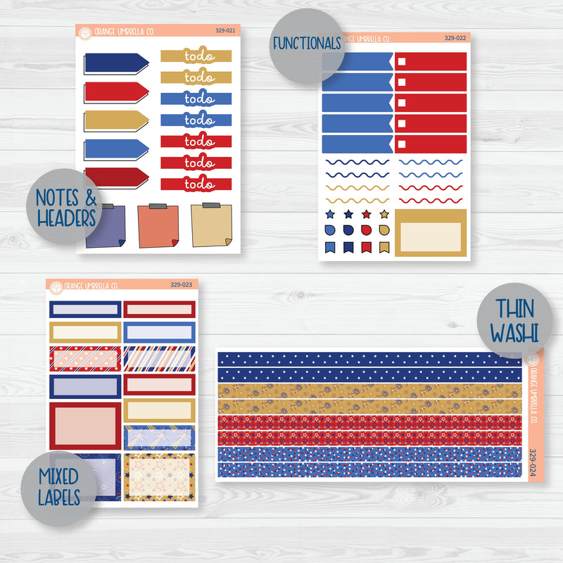 4th Of July Sticker Kit | Weekly Add-On Planner Kit Stickers | Liberty | 329-012