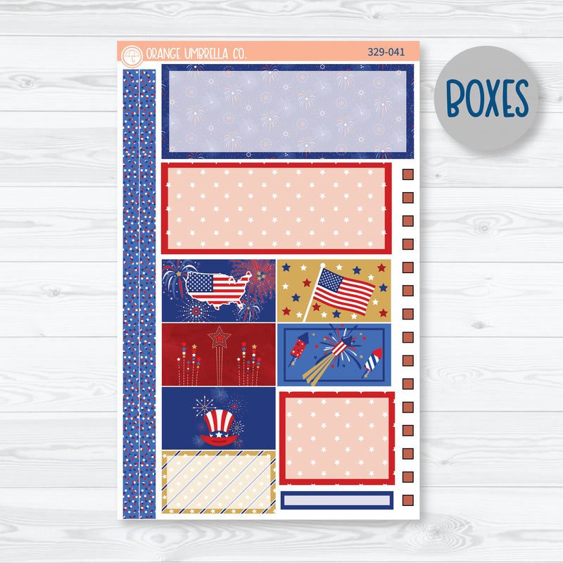 4th of July Kit | Plum Vertical Priorities 7x9 Planner Kit Stickers | Liberty | 329-041