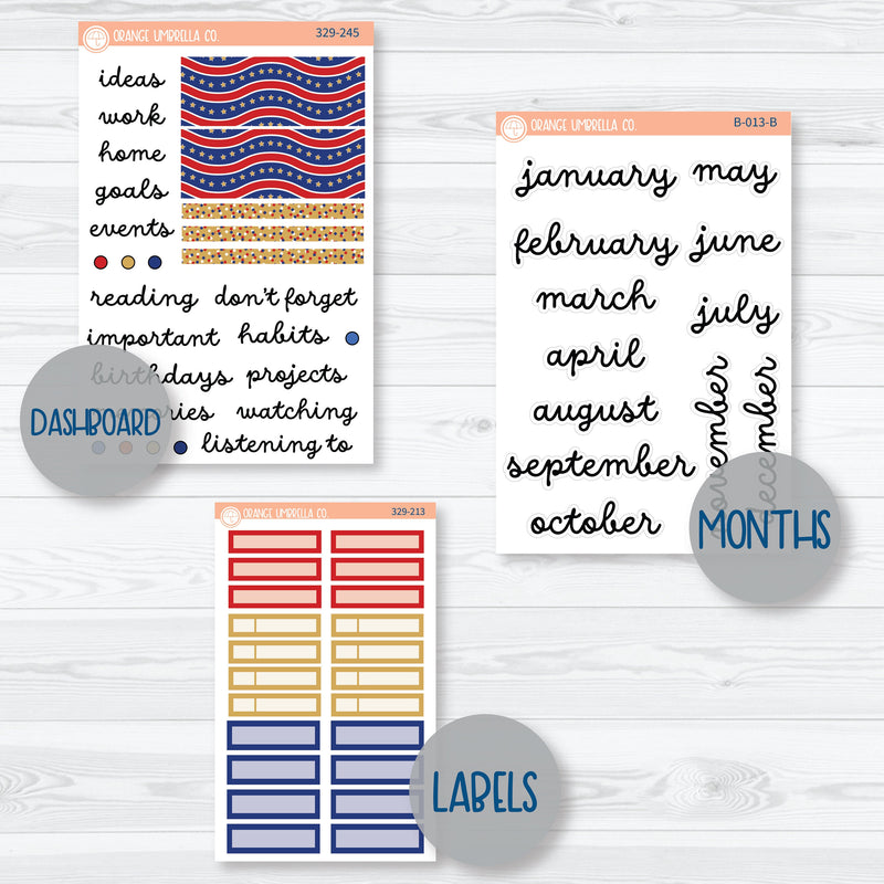 4th Of July Kit | EC Monthly & Dashboard Planner Kit Stickers | Liberty | 329-241