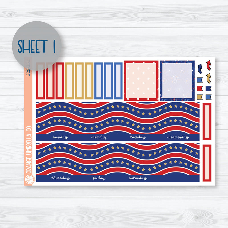 4th of July Monthly Kit | 7x9 ECLP Monthly & Dashboard Planner Kit Stickers | Liberty | 329-251