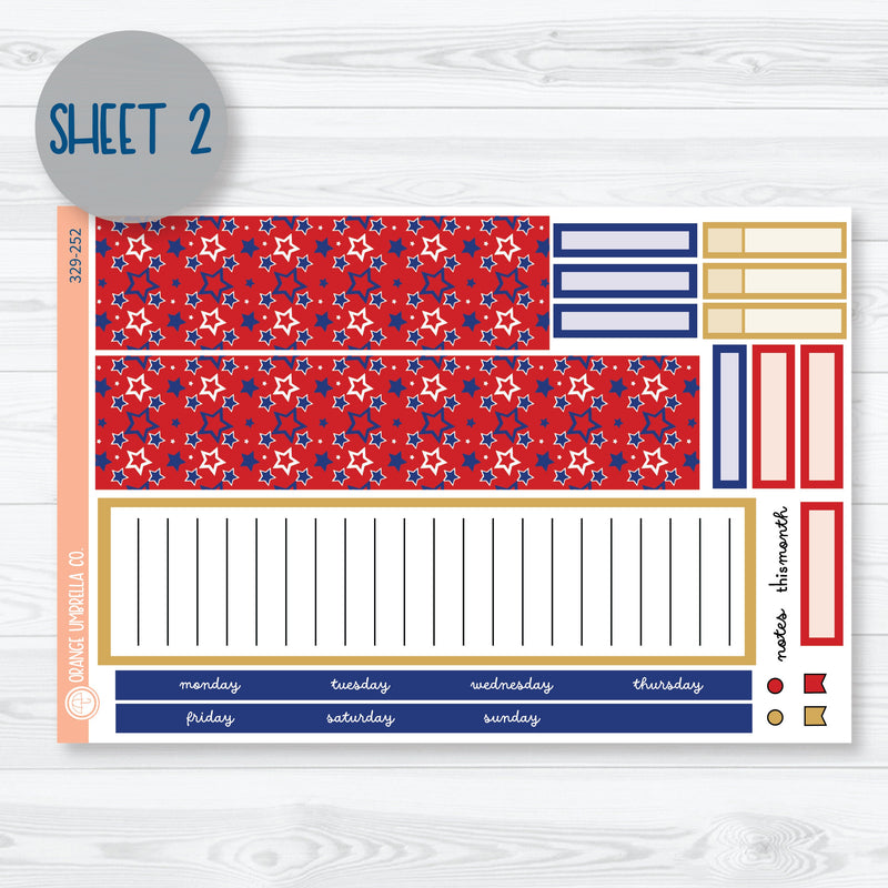 4th of July Monthly Kit | 7x9 ECLP Monthly & Dashboard Planner Kit Stickers | Liberty | 329-251