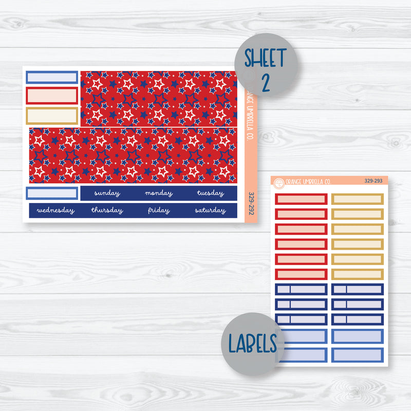 4th Of July Monthly Kit | Hobonichi Cousin Monthly Planner Kit Stickers | Liberty | 329-291