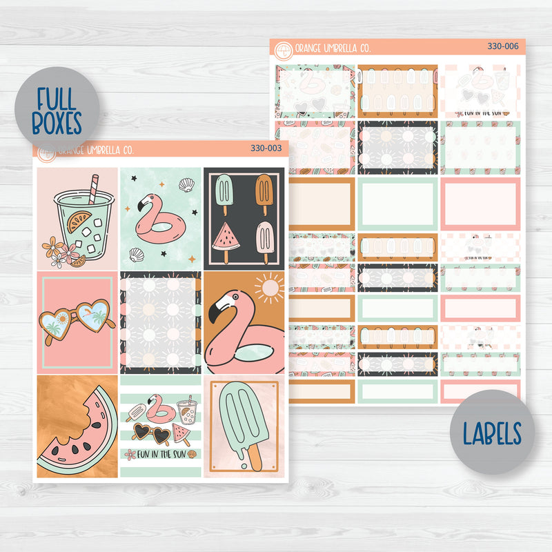 Flamingo Summer Stickers | Weekly Planner Kit Stickers | Flamingo Floaties | 330-001